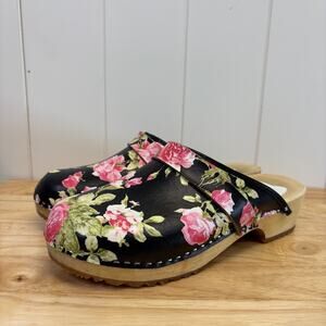 Clogs Womens Rose Boho Comfy Indie Wooden Clogs Size 39 Hipster Lagenlook Scandi